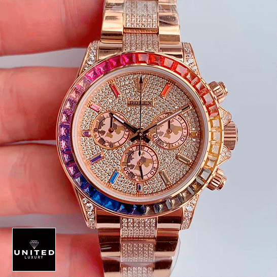 Rolex Daytona 116520-0016 Iced Out Replica on the hands